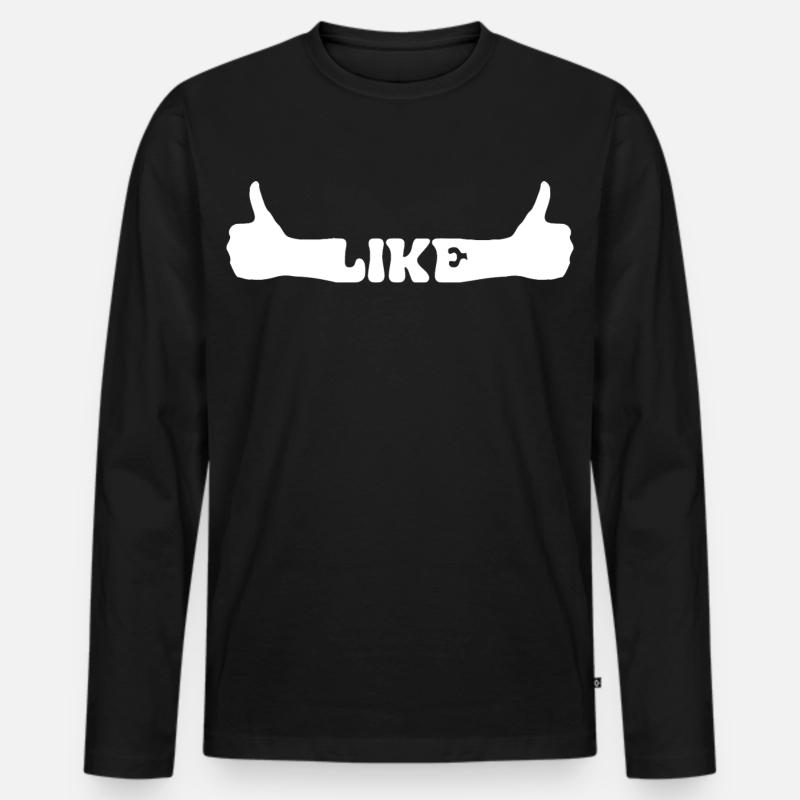 LIKE Daumen hoch Hand - Männer Premium Bio Langarmshirt - Schwarz