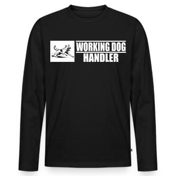 Working Dog Handler Motif - Men's Premium Organic Long Sleeve Shirt - black - Front - Nico (187cm)