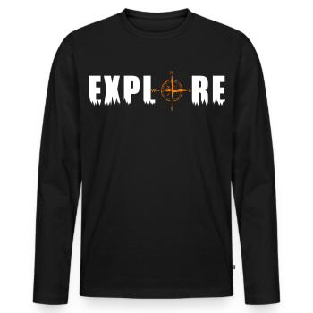 Explore Motiv mit einem Kompass - Männer Premium Bio Langarmshirt - Schwarz - Vorne - Nico (187cm)