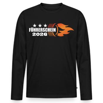 Driver's license passed 2026 - Driver's license - Men's Premium Organic Long Sleeve Shirt - black - Front - Nico (187cm)