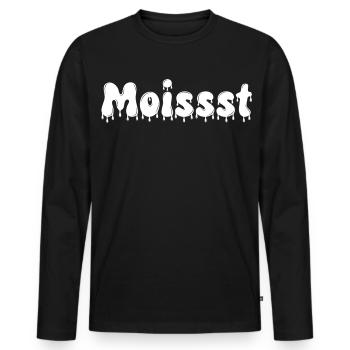 Texte humide et dégoulinant - T-shirt manches longues Premium bio Homme - noir - Devant - Nico (187cm)