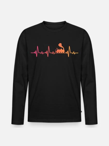 Sunset Heartbeat Train Locomotive Train - Men's Premium Organic Long Sleeve Shirt - black