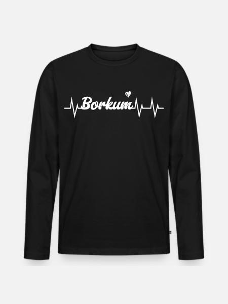 Heartbeat Borkum - Men's Premium Organic Long Sleeve Shirt - black