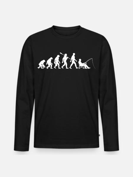 Evolution - Angler, Fishing Gift - Men's Premium Organic Long Sleeve Shirt - black