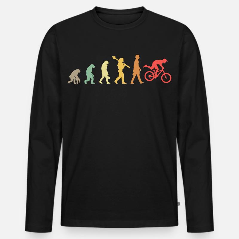 Evolution Mountain Bike - Männer Premium Bio Langarmshirt - Schwarz