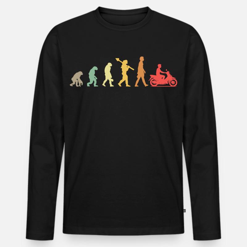  Evolution Moped Mofafahrer - Männer Premium Bio Langarmshirt - Schwarz