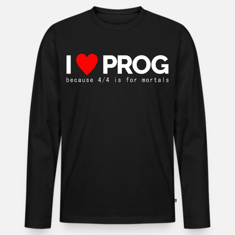 I Love Prog - Männer Premium Bio Langarmshirt - Schwarz