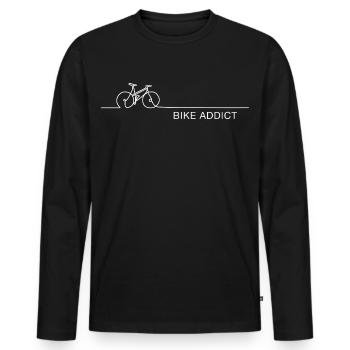 Bike Addict – Minimalist Bike Saying - Men's Premium Organic Long Sleeve Shirt - black - Front - Nico (187cm)