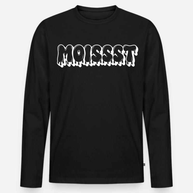 Feuchter tropfender Text - Männer Premium Bio Langarmshirt - Schwarz