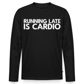 Running Late Is Cardio - T-shirt manches longues Premium bio Homme - noir - Devant - Nico (187cm)