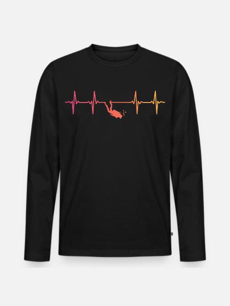 Sunset Diving Heartbeat Diving - Men's Premium Organic Long Sleeve Shirt - black