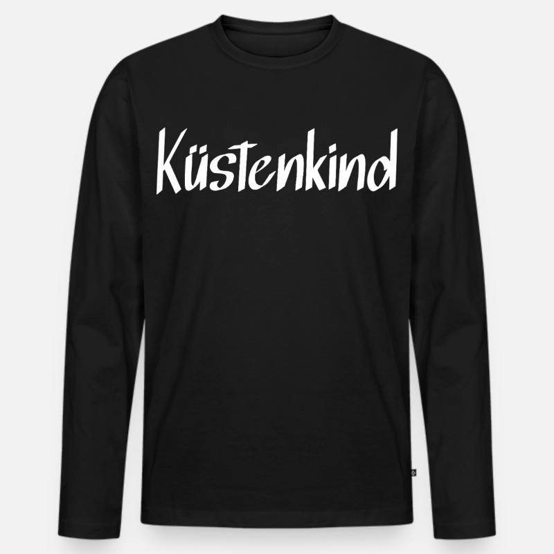 Küstenkind - Männer Premium Bio Langarmshirt - Schwarz