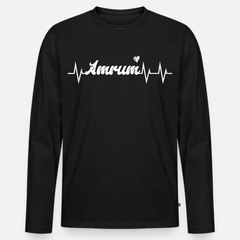 Heartbeat Amrum - Männer Premium Bio Langarmshirt - Schwarz