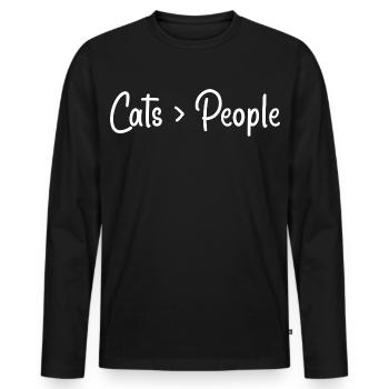 Cat lovers - Men's Premium Organic Long Sleeve Shirt - black - Front - Nico (187cm)