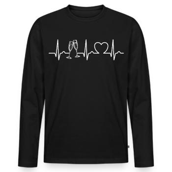 Happy New Year | Sektgläser | anstoßen | EKG Puls - T-shirt manches longues Premium bio Homme - noir - Devant - Nico (187cm)