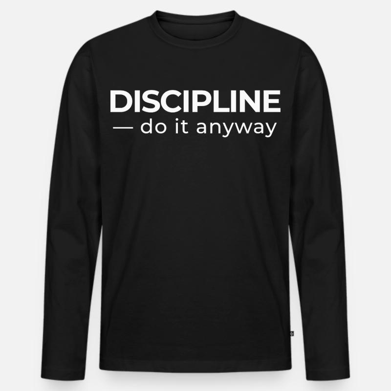 Discipline – Minimal Statement Shirt - Männer Premium Bio Langarmshirt - Schwarz