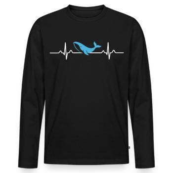 Herz für Wale - Männer Premium Bio Langarmshirt - Schwarz - Vorne - Nico (187cm)