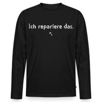 Ich repariere das Spruch Handwerker T-Shirt - Männer Premium Bio Langarmshirt - Schwarz - Vorne - Nico (187cm)