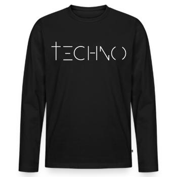 Musique techno rave religion - T-shirt manches longues Premium bio Homme - noir - Devant - Nico (187cm)