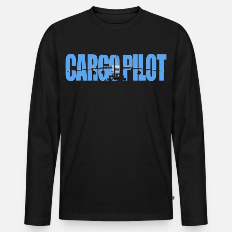 Cargo pilot IL-76 - Männer Premium Bio Langarmshirt - Schwarz