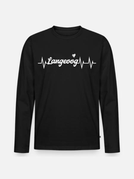 Heartbeat Langeoog - Men's Premium Organic Long Sleeve Shirt - black