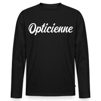 Optiker - Männer Premium Bio Langarmshirt - Schwarz - Vorne - Nico (187cm)