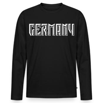 Germany Lettering (Relief / 3D / White) - Men's Premium Organic Long Sleeve Shirt - black - Front - Nico (187cm)