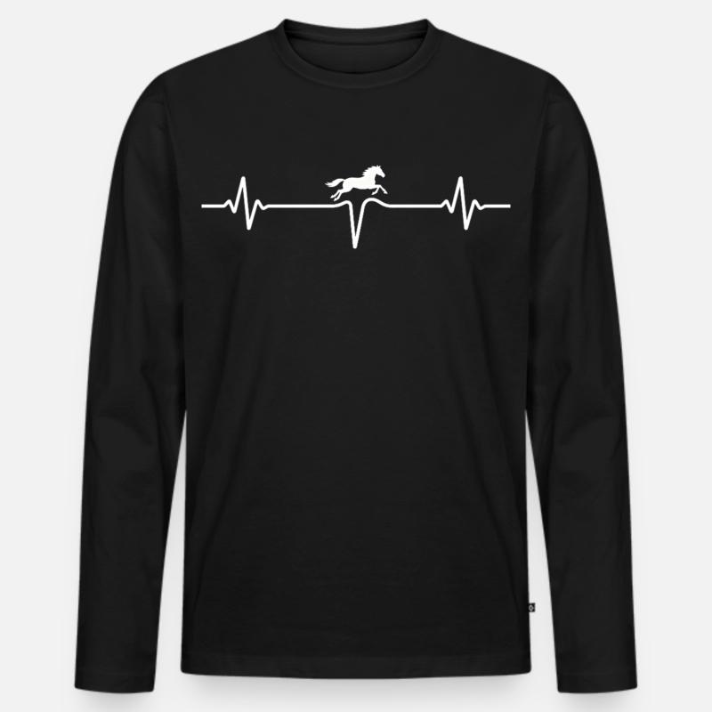 Herzschlagpferd Design - Männer Premium Bio Langarmshirt - Schwarz