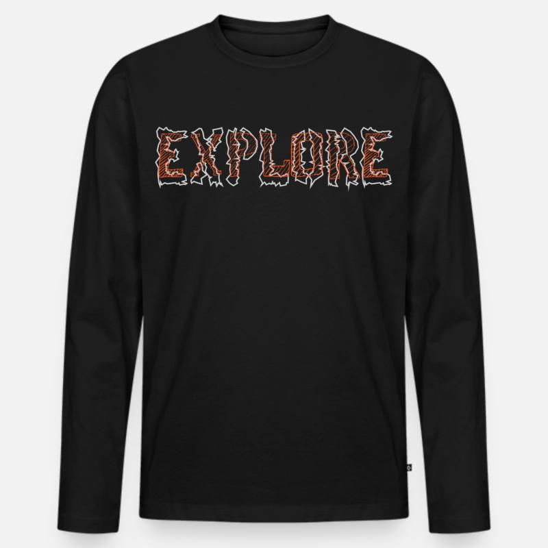 Explore - Männer Premium Bio Langarmshirt - Schwarz