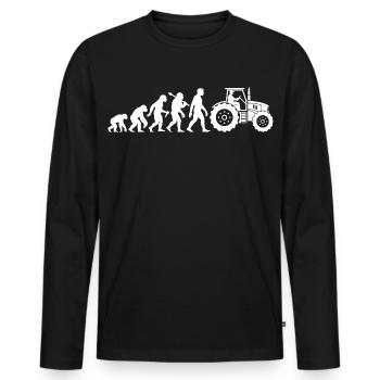 Tracteur Tracteur Évolution Fermier Fermier Rétro - T-shirt manches longues Premium bio Homme - noir - Devant - Nico (187cm)