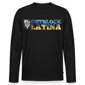 Ostblock Latina Ukrainerin Ukraine Geschenk - Männer Premium Bio Langarmshirt - Schwarz - Vorne - Nico (187cm)