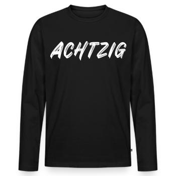 80. Geburtstag - Achtzig - 80 - Männer Premium Bio Langarmshirt - Schwarz - Vorne - Nico (187cm)
