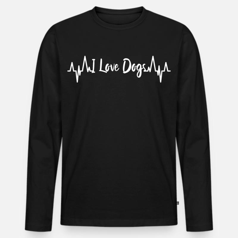 Ich liebe Hunde Herzschlag - Männer Premium Bio Langarmshirt - Schwarz