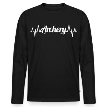 Bogensport Herzschlag - Männer Premium Bio Langarmshirt - Schwarz - Vorne - Nico (187cm)