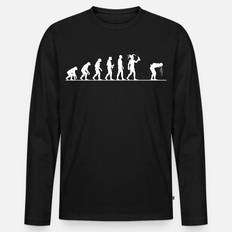 Karneval Evolution – Vom Affen zum Narren - Männer Premium Bio Langarmshirt - Schwarz