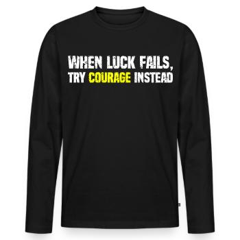 Courage Over Luck Typographie - T-shirt manches longues Premium bio Homme - noir - Devant - Nico (187cm)