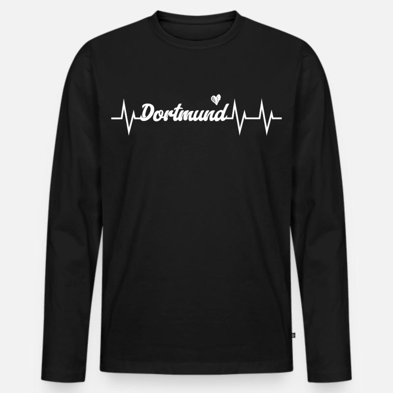 Heartbeat Dortmund - Männer Premium Bio Langarmshirt - Schwarz
