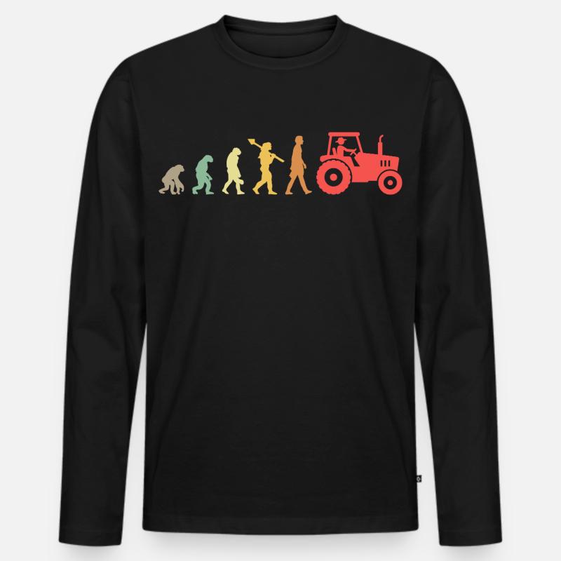 Evolution Tractor _ Farmer - Männer Premium Bio Langarmshirt - Schwarz