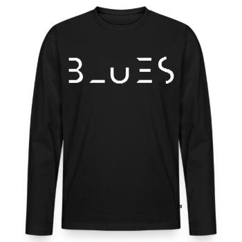 Blues-Minimalist-Blues-Outfit für Blues-Fan - Männer Premium Bio Langarmshirt - Schwarz - Vorne - Nico (187cm)