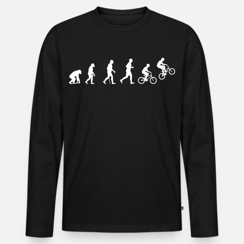 Evolution des BMX Action Fahrradfahrens - Männer Premium Bio Langarmshirt - Schwarz