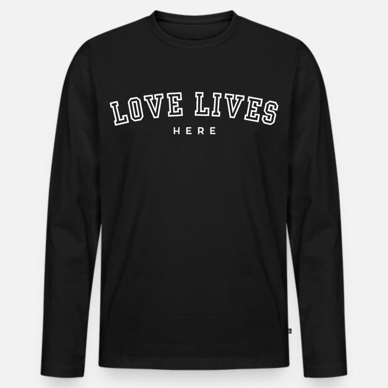 Love Lives Here - Männer Premium Bio Langarmshirt - Schwarz
