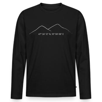 Zugspitze Koordinaten - Männer Premium Bio Langarmshirt - Schwarz - Vorne - Nico (187cm)