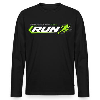 Neon Run Logo Sprint Look - T-shirt manches longues Premium bio Homme - noir - Devant - Nico (187cm)