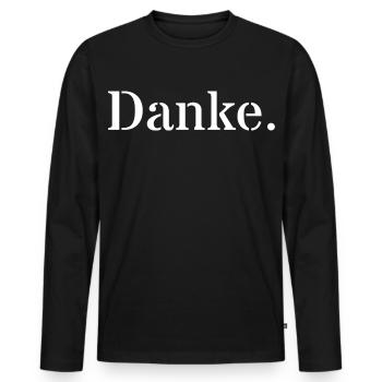 Danke - Männer Premium Bio Langarmshirt - Schwarz - Vorne - Nico (187cm)