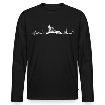 Herzschlag Mountainbike Puls Ekg Mtb Radsport - Männer Premium Bio Langarmshirt - Schwarz - Vorne - Nico (187cm)
