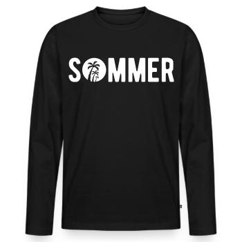 Endlich Sommer - Männer Premium Bio Langarmshirt - Schwarz - Vorne - Nico (187cm)
