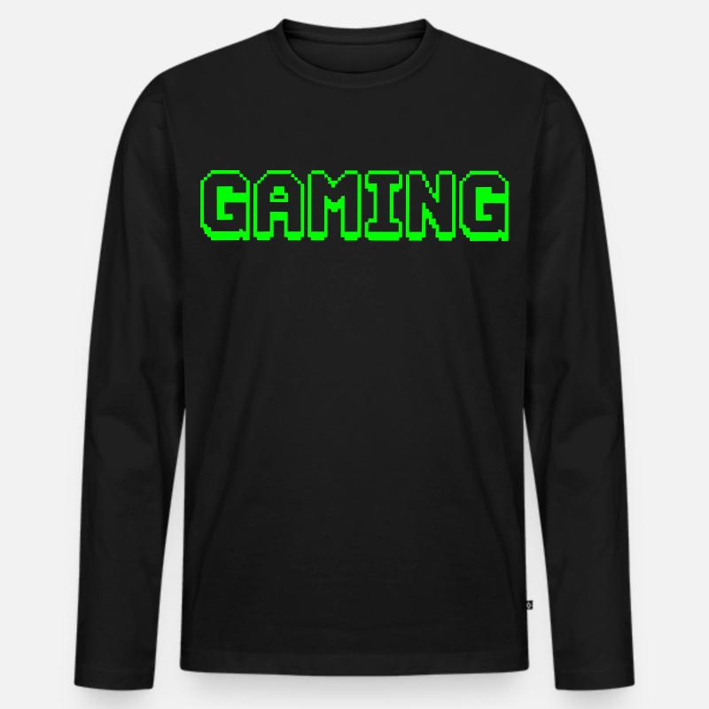 Neon Pixel Gaming Design - Männer Premium Bio Langarmshirt - Schwarz