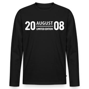 Limited Edition August 2008 Geburtstag Geschenk - Männer Premium Bio Langarmshirt - Schwarz - Vorne - Nico (187cm)