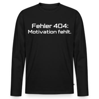 Fehler 404 Motivation fehlt Spruch Gamer Kollegen - Männer Premium Bio Langarmshirt - Schwarz - Vorne - Nico (187cm)