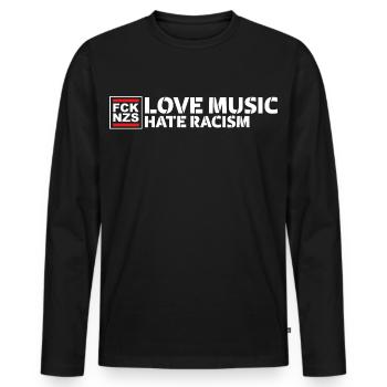 Love Music Hate Racism - Men's Premium Organic Long Sleeve Shirt - black - Front - Nico (187cm)